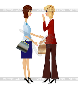 Two business woman speak - vector image