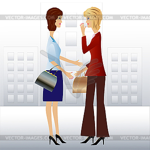 Two business woman speak - stock vector clipart