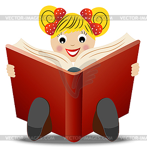 Little girl read book - vector EPS clipart