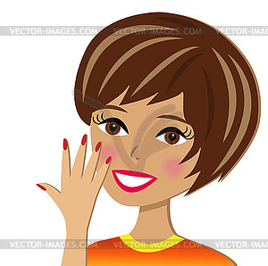 Portrait beautiful young woman - color vector clipart