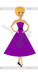 Beautiful slender woman in lilac dress - vector clipart / vector image