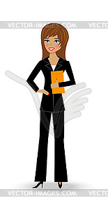 Beautiful slender woman in business suit - color vector clipart