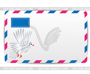 Envelope Air with drawn white pigeon - vector clipart