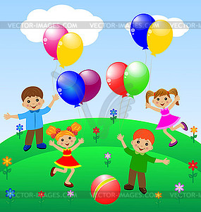 Little child with balloon - vector clipart