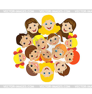 Many children got up in circle - vector clipart / vector image