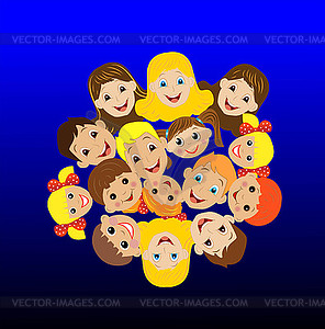 Many children got up in circle - vector clipart