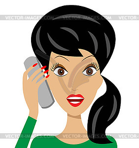 Business woman emotionally speak by phone - vector image