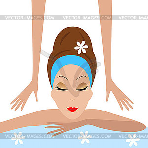 Young woman does massage - vector image