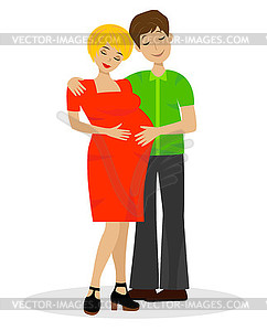 Young married couple in expectant of child - vector image