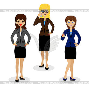 Три успешная деловая женщина - клипарт в векторном формате