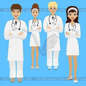 Group young doctor - vector clip art