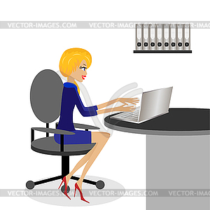 Business Woman Works In An Office Vector Clipart