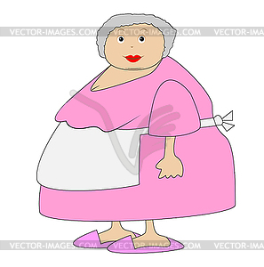 Complete elderly woman in an apron - royalty-free vector clipart