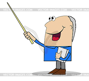 Merry businessman shows on something pointer - vector clip art