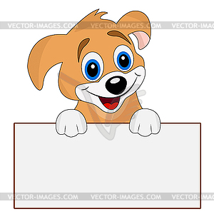 Веселая собака держит чистый баннер - изображение в векторе / векторный клипарт