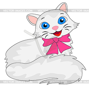 Merry kitten with fluffy tail - vector image