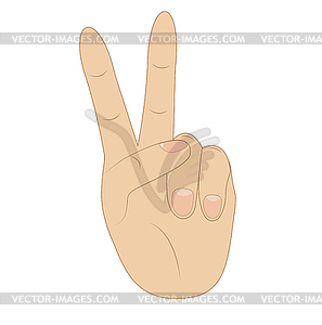 Hand, showing number two - vector image