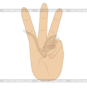 Hand, showing number three - vector clip art