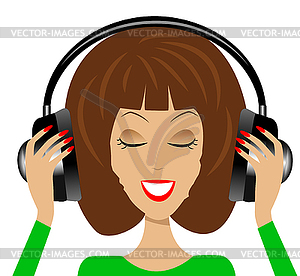 Woman in headsets - vector image