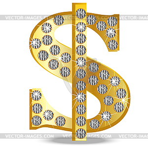 Symbol of dollar with diamonds - vector image