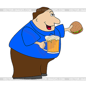 Merry man with mug of beer - royalty-free vector image