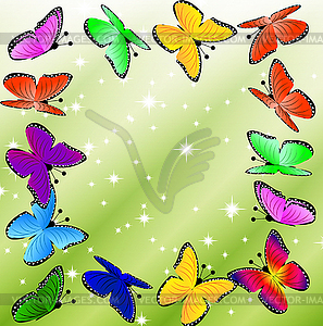 Beautiful background with butterflies - vector image