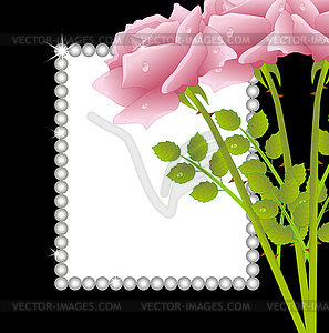 Pink rose and greeting-card - vector image