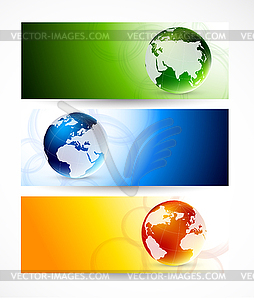 Set of banners with globes - royalty-free vector clipart