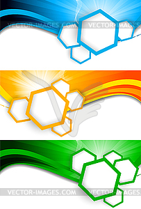 Set of banners with hexagons - vector clip art