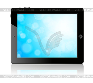 Tablet pc with blue screen - color vector clipart