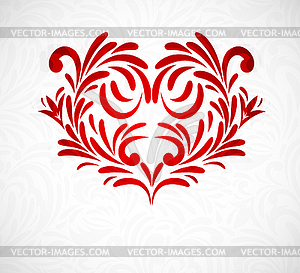 Background with floral heart - vector image