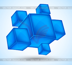 Background with blue cubes - vector image