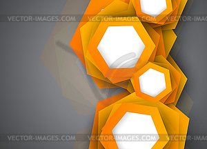 Background with orange hexagons - vector image