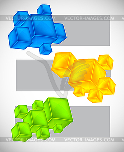 Set of banners with cubes - vector image