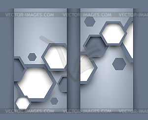 Set of banners with hexagons - vector clipart