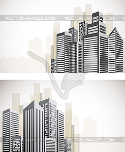 Набор городской пейзаж баннеров - векторное изображение клипарта