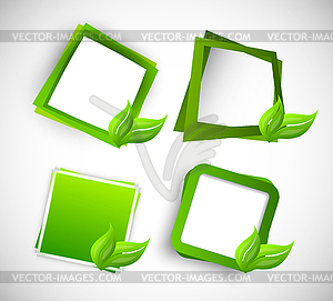 Set of squares with leaves - stock vector clipart