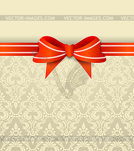 Invitation card with bow - vector image