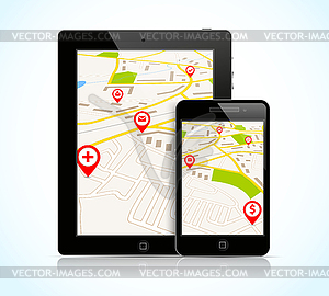 Tablet pc and phone - vector image