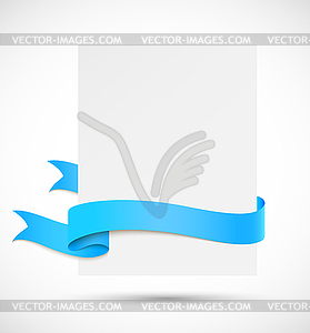 Banner with blue ribbon - vector image