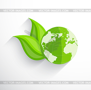 Earth with two leaves - vector clipart