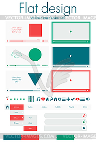 Flat design. Video and audio sets - vector image