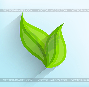 Green leaves in flat style - vector clipart