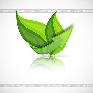 Зеленые листья с стрелкой - рисунок в векторном формате