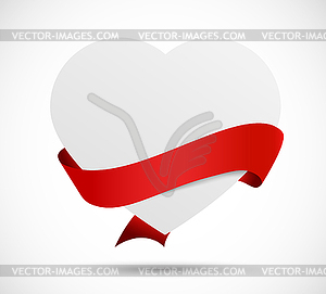 Paper heart with red ribbon - vector clipart