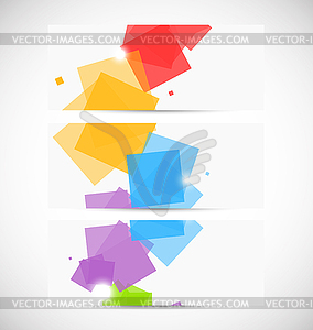 Set of banners with squares - color vector clipart