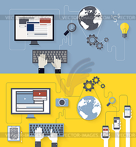 Web development and blogging design - vector clipart