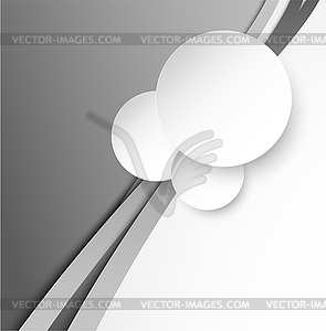 Abstract gray background with paper circles - vector image