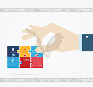 Hand taking business card - vector clip art