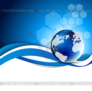 Abstract blue background with globe - vector clip art